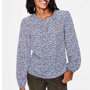 Boden Light Blue Floral Long-Sleeve Women's Blouse